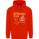 Cycling Retirement Plan Cyclist Funny Mens 80% Cotton Hoodie Bright Red
