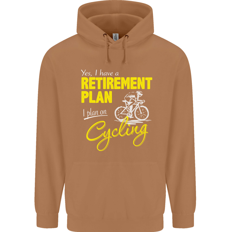 Cycling Retirement Plan Cyclist Funny Mens 80% Cotton Hoodie Caramel Latte