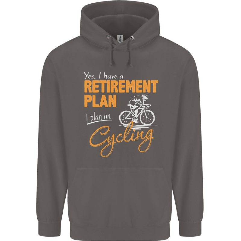 Cycling Retirement Plan Cyclist Funny Mens 80% Cotton Hoodie Charcoal
