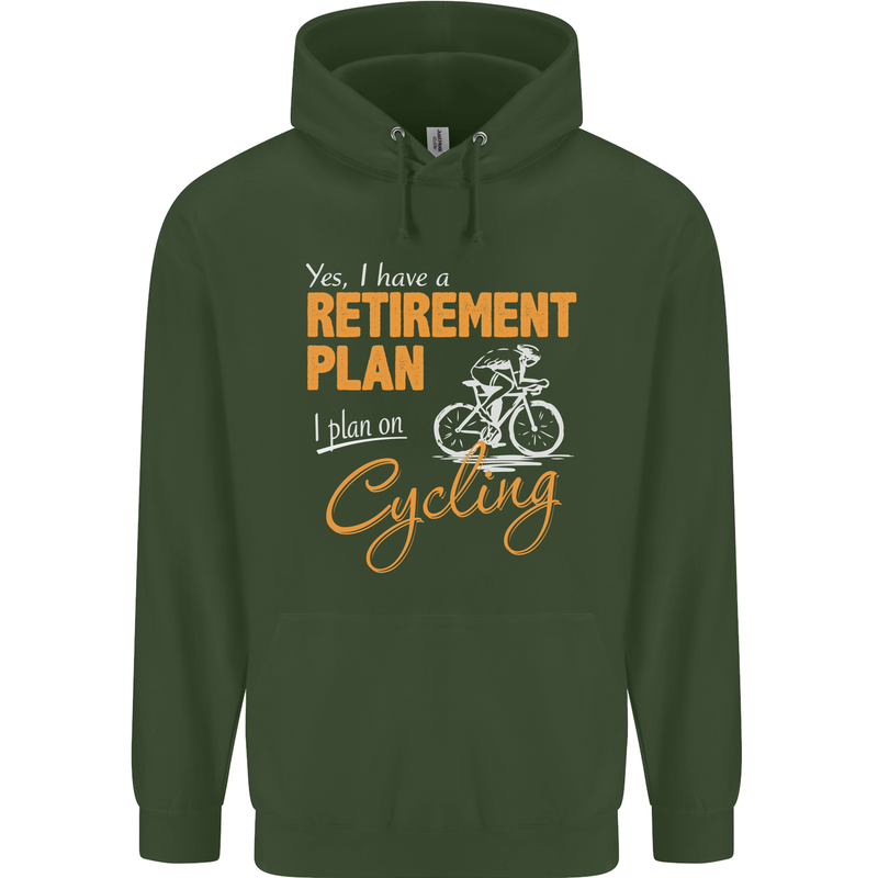 Cycling Retirement Plan Cyclist Funny Mens 80% Cotton Hoodie Forest Green