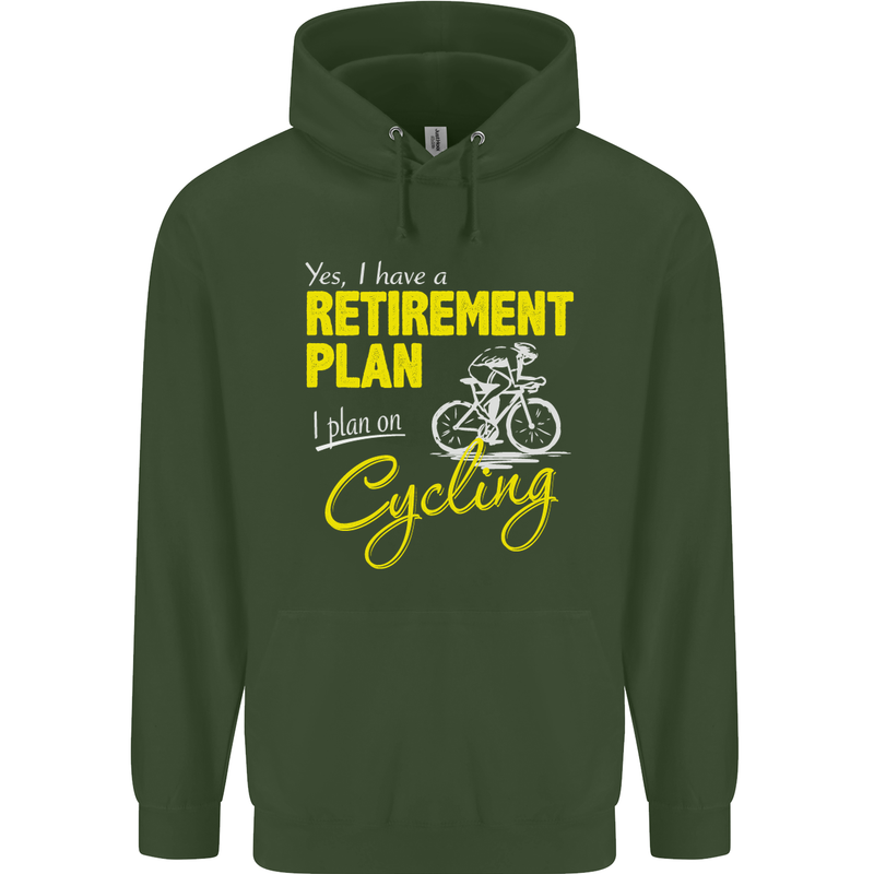 Cycling Retirement Plan Cyclist Funny Mens 80% Cotton Hoodie Forest Green