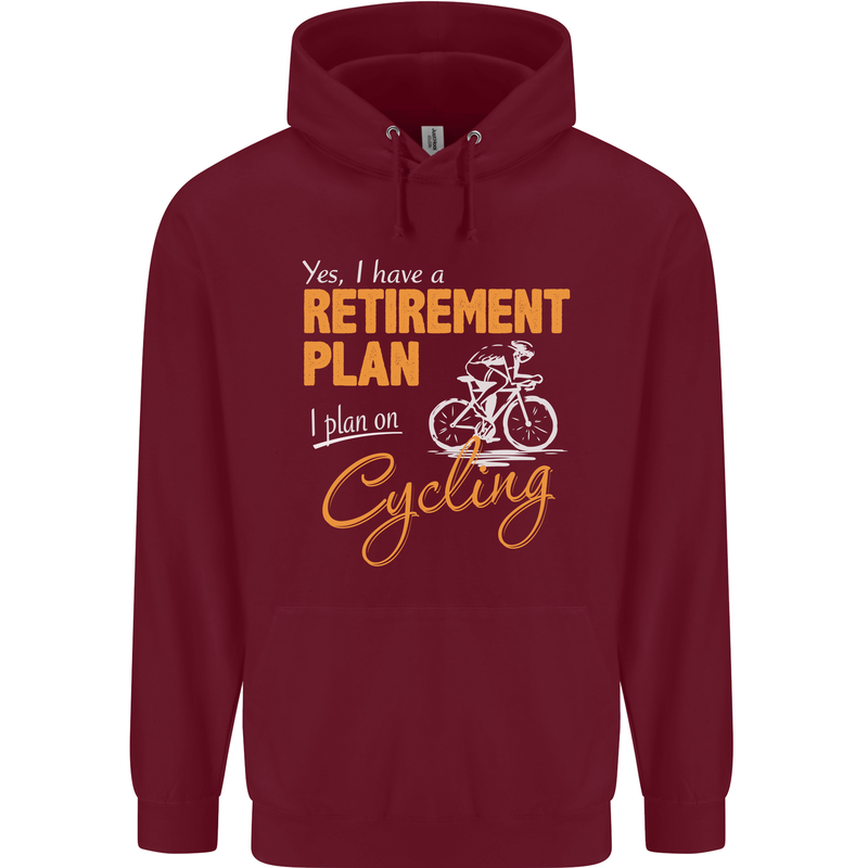 Cycling Retirement Plan Cyclist Funny Mens 80% Cotton Hoodie Maroon