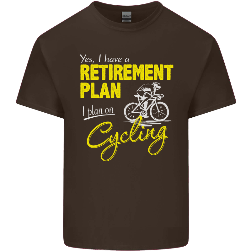 Cycling Retirement Plan Cyclist Funny Mens Cotton T-Shirt Tee Top Dark Chocolate