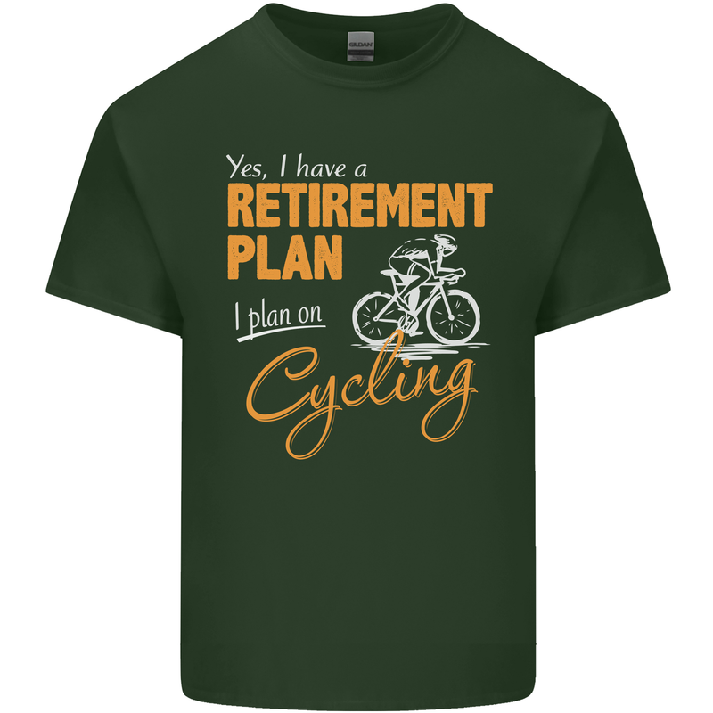 Cycling Retirement Plan Cyclist Funny Mens Cotton T-Shirt Tee Top Forest Green