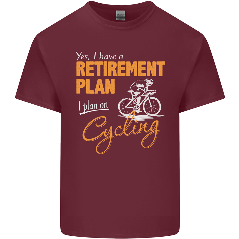Cycling Retirement Plan Cyclist Funny Mens Cotton T-Shirt Tee Top Maroon
