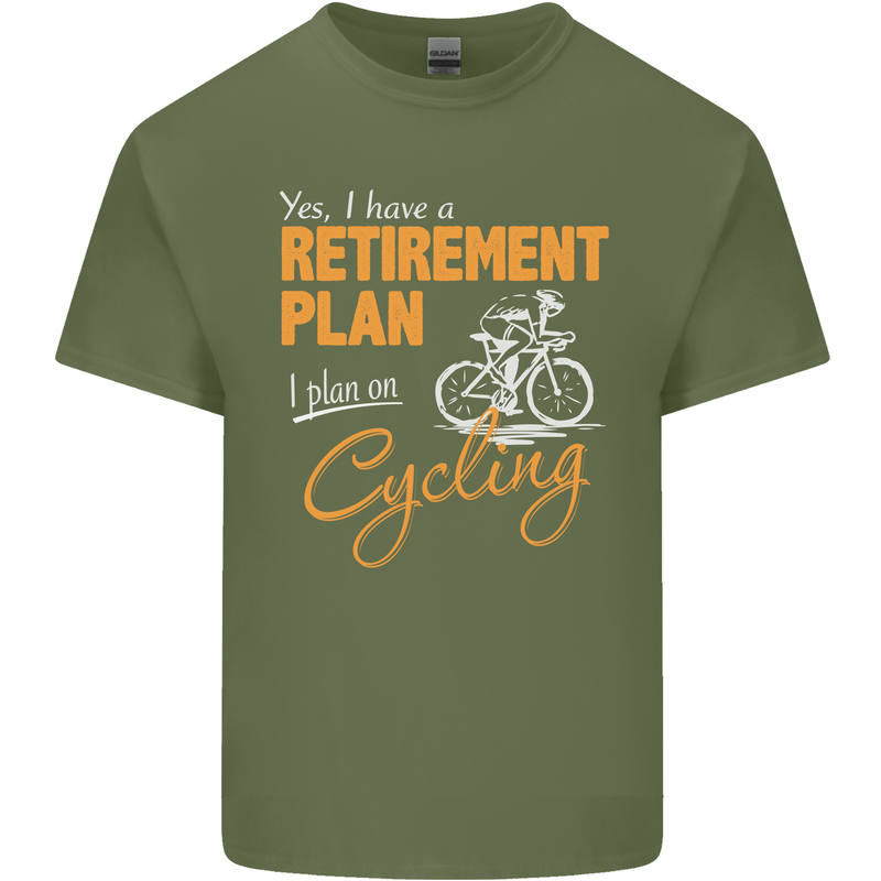 Cycling Retirement Plan Cyclist Funny Mens Cotton T-Shirt Tee Top Military Green