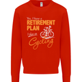 Cycling Retirement Plan Cyclist Funny Mens Sweatshirt Jumper Bright Red