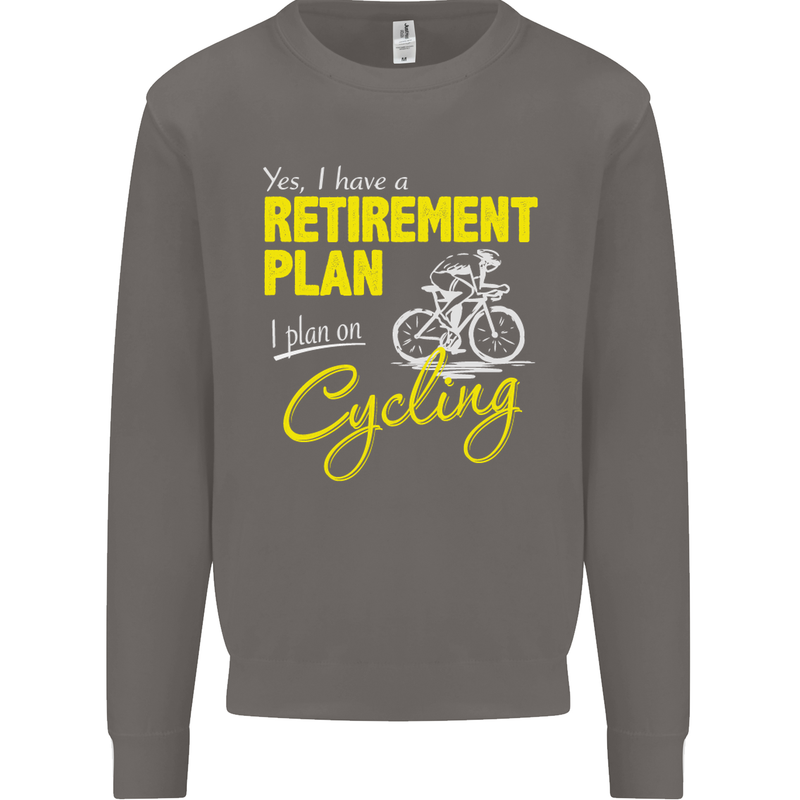 Cycling Retirement Plan Cyclist Funny Mens Sweatshirt Jumper Charcoal