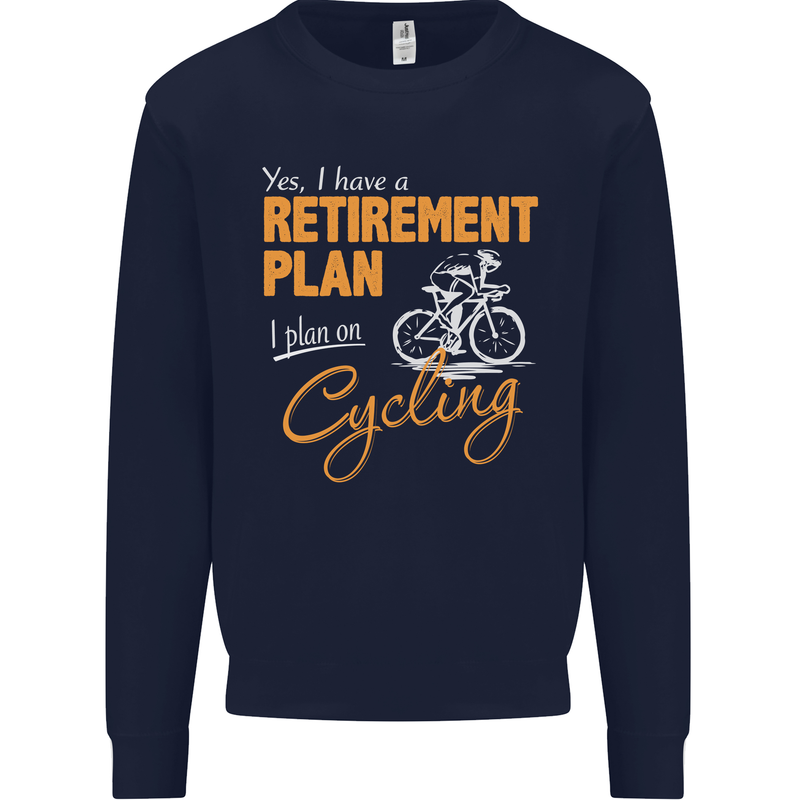 Cycling Retirement Plan Cyclist Funny Mens Sweatshirt Jumper Navy Blue