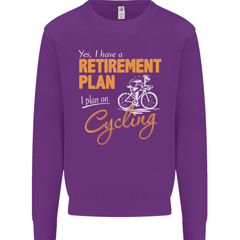 Cycling Retirement Plan Cyclist Funny Mens Sweatshirt Jumper Purple