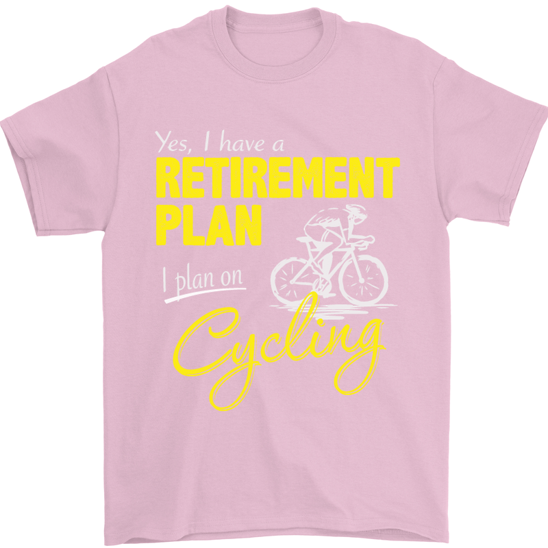 Cycling Retirement Plan Cyclist Funny Mens T-Shirt Cotton Gildan Light Pink