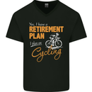 Cycling Retirement Plan Cyclist Funny Mens V-Neck Cotton T-Shirt Black