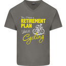 Cycling Retirement Plan Cyclist Funny Mens V-Neck Cotton T-Shirt Charcoal