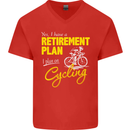Cycling Retirement Plan Cyclist Funny Mens V-Neck Cotton T-Shirt Red