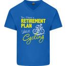 Cycling Retirement Plan Cyclist Funny Mens V-Neck Cotton T-Shirt Royal Blue