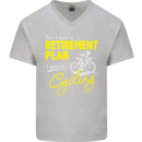 Cycling Retirement Plan Cyclist Funny Mens V-Neck Cotton T-Shirt Sports Grey