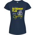Cycling Retirement Plan Cyclist Funny Womens Petite Cut T-Shirt Navy Blue