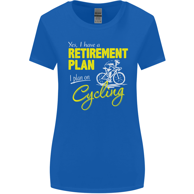 Cycling Retirement Plan Cyclist Funny Womens Wider Cut T-Shirt Royal Blue