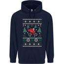 Cycling Santa Claus Christmas Cyclist Childrens Kids Hoodie Navy Blue