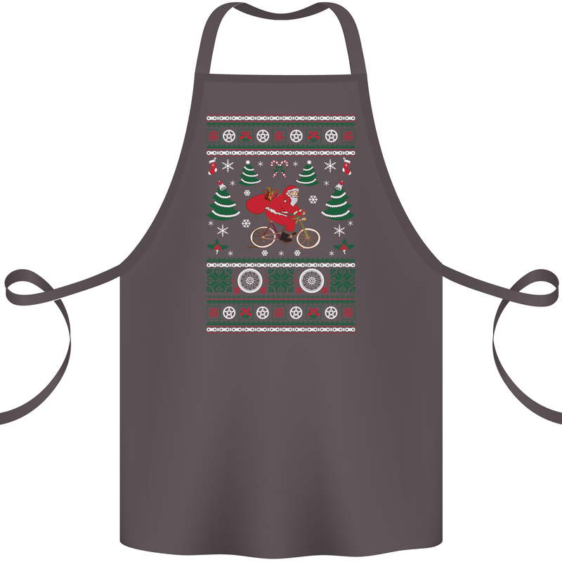 Cycling Santa Claus Christmas Cyclist Cotton Apron 100% Organic Dark Grey