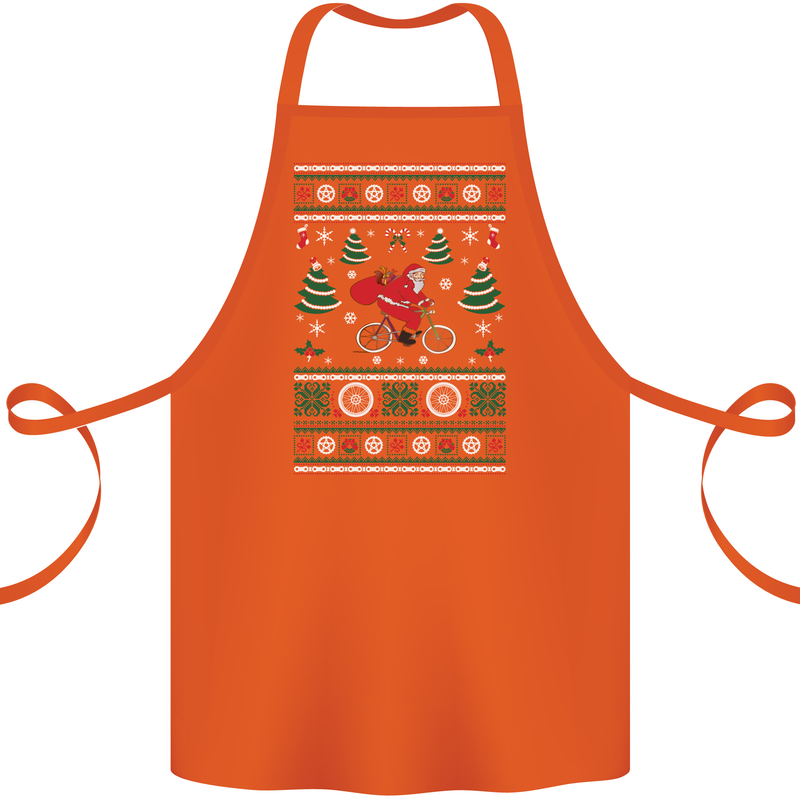 Cycling Santa Claus Christmas Cyclist Cotton Apron 100% Organic Orange