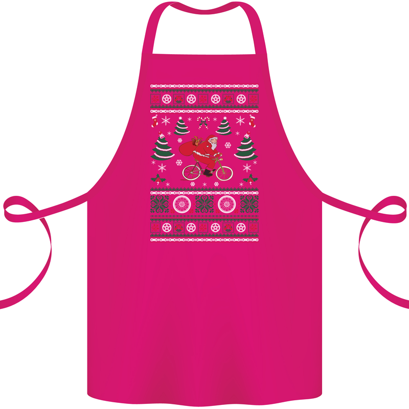 Cycling Santa Claus Christmas Cyclist Cotton Apron 100% Organic Pink