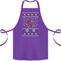 Cycling Santa Claus Christmas Cyclist Cotton Apron 100% Organic Purple