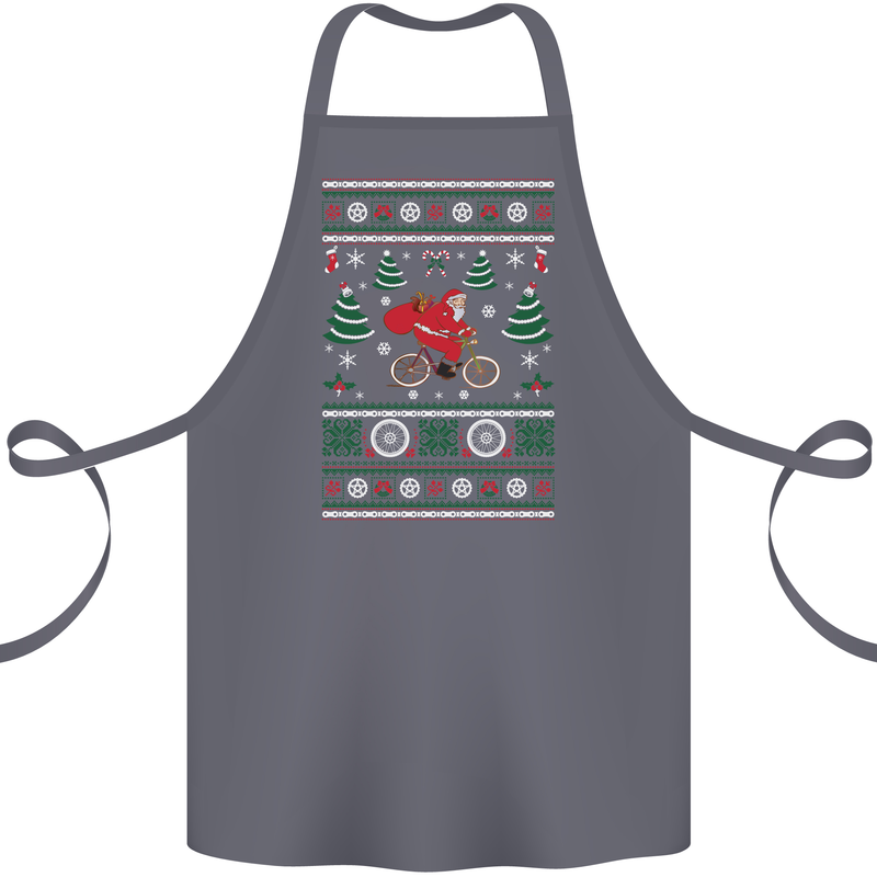 Cycling Santa Claus Christmas Cyclist Cotton Apron 100% Organic Steel