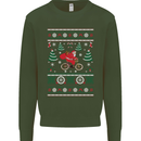 Cycling Santa Claus Christmas Cyclist Kids Sweatshirt Jumper Forest Green
