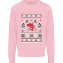 Cycling Santa Claus Christmas Cyclist Kids Sweatshirt Jumper Light Pink