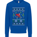 Cycling Santa Claus Christmas Cyclist Kids Sweatshirt Jumper Royal Blue