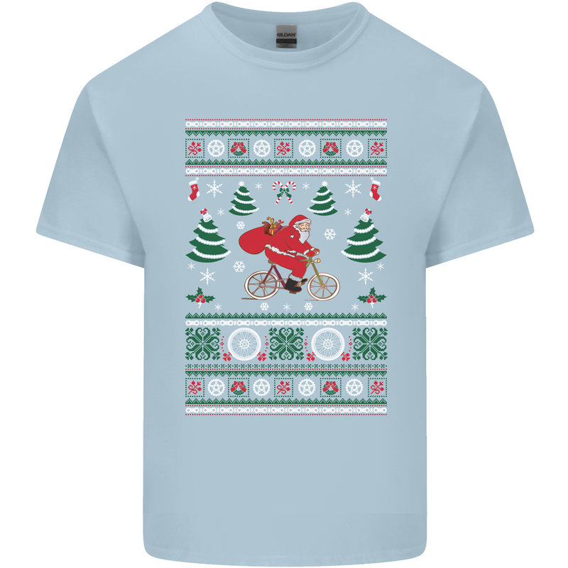 Cycling Santa Claus Christmas Cyclist Kids T-Shirt Childrens Light Blue