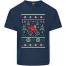 Cycling Santa Claus Christmas Cyclist Kids T-Shirt Childrens Navy Blue