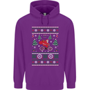 Cycling Santa Claus Christmas Cyclist Mens 80% Cotton Hoodie Purple