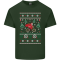 Cycling Santa Claus Christmas Cyclist Mens Cotton T-Shirt Tee Top Forest Green