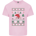 Cycling Santa Claus Christmas Cyclist Mens Cotton T-Shirt Tee Top Light Pink