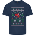 Cycling Santa Claus Christmas Cyclist Mens Cotton T-Shirt Tee Top Navy Blue