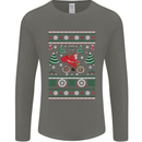 Cycling Santa Claus Christmas Cyclist Mens Long Sleeve T-Shirt Charcoal