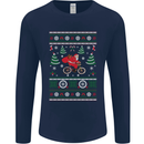 Cycling Santa Claus Christmas Cyclist Mens Long Sleeve T-Shirt Navy Blue