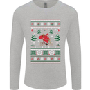 Cycling Santa Claus Christmas Cyclist Mens Long Sleeve T-Shirt Sports Grey