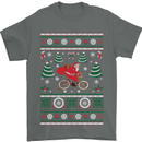Cycling Santa Claus Christmas Cyclist Mens T-Shirt Cotton Gildan Charcoal