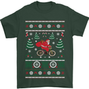 Cycling Santa Claus Christmas Cyclist Mens T-Shirt Cotton Gildan Forest Green