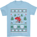 Cycling Santa Claus Christmas Cyclist Mens T-Shirt Cotton Gildan Light Blue