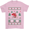 Cycling Santa Claus Christmas Cyclist Mens T-Shirt Cotton Gildan Light Pink