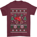 Cycling Santa Claus Christmas Cyclist Mens T-Shirt Cotton Gildan Maroon