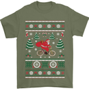 Cycling Santa Claus Christmas Cyclist Mens T-Shirt Cotton Gildan Military Green