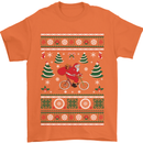 Cycling Santa Claus Christmas Cyclist Mens T-Shirt Cotton Gildan Orange