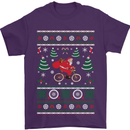 Cycling Santa Claus Christmas Cyclist Mens T-Shirt Cotton Gildan Purple