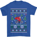 Cycling Santa Claus Christmas Cyclist Mens T-Shirt Cotton Gildan Royal Blue
