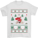 Cycling Santa Claus Christmas Cyclist Mens T-Shirt Cotton Gildan White
